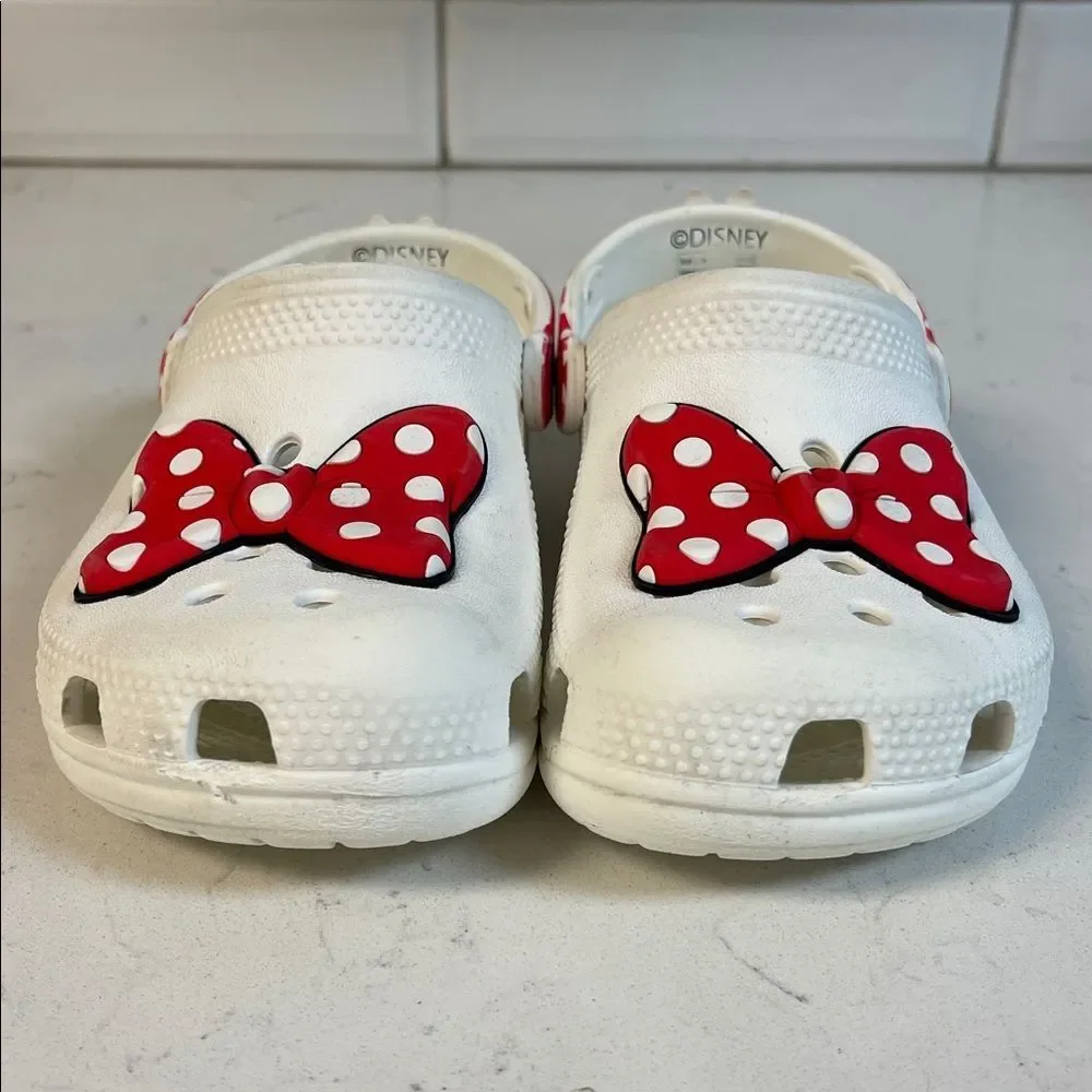 CROCS KIDS DISNEY MINNIE MOUSE CLASSIC CLOG Sandals Red Polka Dot Bow Size 11